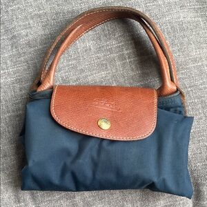Longchamp Navy and Brown Shoulder Bag